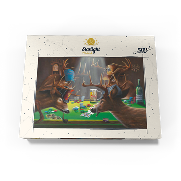 Whitetail Bucks Playing Poker Indoors 500 Jigsaw Puzzle box view3