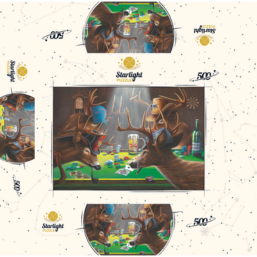 Whitetail Bucks Playing Poker Indoors 500 Jigsaw Puzzle box 3D Modell