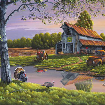 Vintage Farmyard at Sunset with Turkeys 100 Jigsaw Puzzle 3D Modell