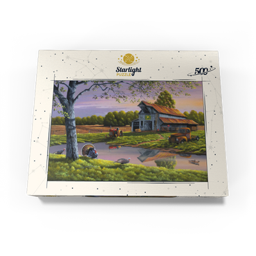 Vintage Farmyard at Sunset with Turkeys 500 Jigsaw Puzzle box view3