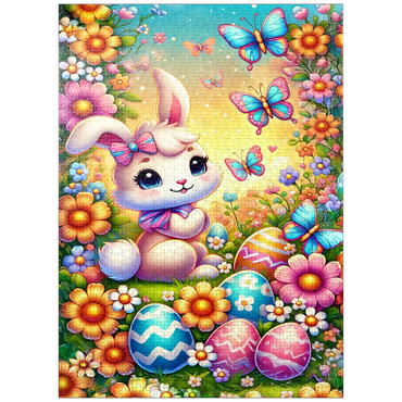 puzzleplate Easter Bunny with Colorful Eggs and Butterflies 1000 Jigsaw Puzzle