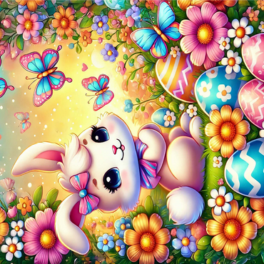 Easter Bunny with Colorful Eggs and Butterflies 1000 Jigsaw Puzzle 3D Modell