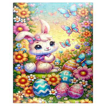puzzleplate Easter Bunny with Colorful Eggs and Butterflies 100 Jigsaw Puzzle