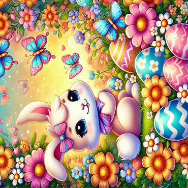 Easter Bunny with Colorful Eggs and Butterflies 100 Jigsaw Puzzle 3D Modell