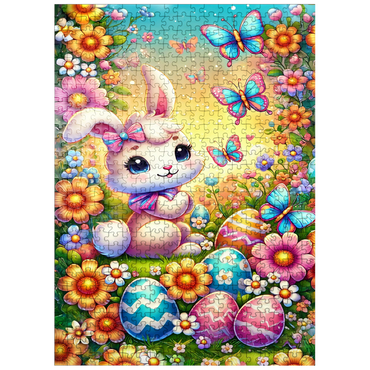 puzzleplate Easter Bunny with Colorful Eggs and Butterflies 500 Jigsaw Puzzle