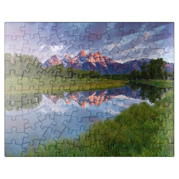 puzzleplate Grand Teton Mountains at Sunrise with Reflection 100 Jigsaw Puzzle