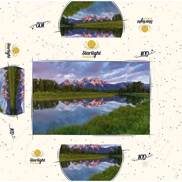 Grand Teton Mountains at Sunrise with Reflection 100 Jigsaw Puzzle box 3D Modell