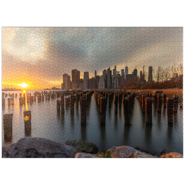 puzzleplate Sunset Over Manhattan Skyline from Brooklyn 1000 Jigsaw Puzzle