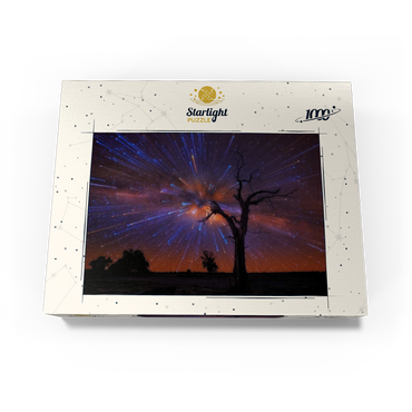 Radiant Starburst Sky over Lone Tree at Night 1000 Jigsaw Puzzle box view3