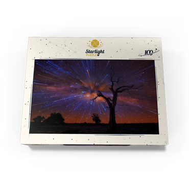 Radiant Starburst Sky over Lone Tree at Night 100 Jigsaw Puzzle box view3