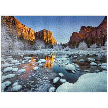 puzzleplate Yosemite Winter Sunrise with Snow-Covered River 1000 Jigsaw Puzzle