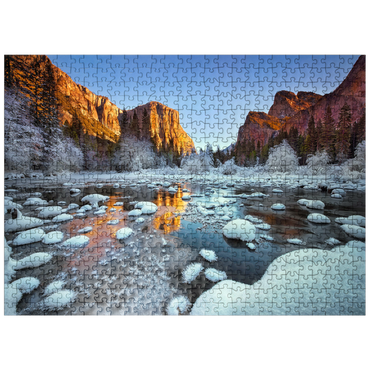 puzzleplate Yosemite Winter Sunrise with Snow-Covered River 500 Jigsaw Puzzle