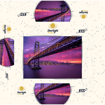 San Francisco Bay Bridge at Sunset - City Lights View 1000 Jigsaw Puzzle box 3D Modell