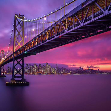 San Francisco Bay Bridge at Sunset - City Lights View 100 Jigsaw Puzzle 3D Modell