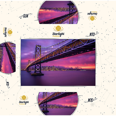 San Francisco Bay Bridge at Sunset - City Lights View 100 Jigsaw Puzzle box 3D Modell