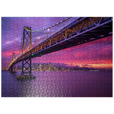 puzzleplate San Francisco Bay Bridge at Sunset - City Lights View 500 Jigsaw Puzzle