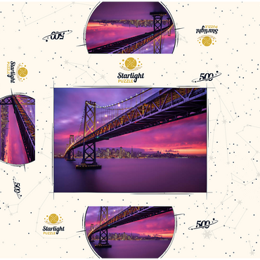 San Francisco Bay Bridge at Sunset - City Lights View 500 Jigsaw Puzzle box 3D Modell