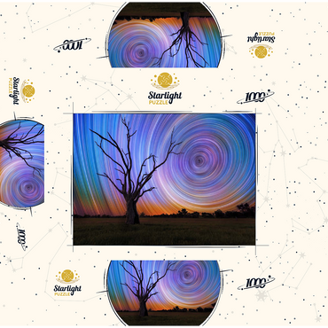 Star Trails Over Lone Tree - Cosmic Night Sky 1000 Jigsaw Puzzle box 3D Modell