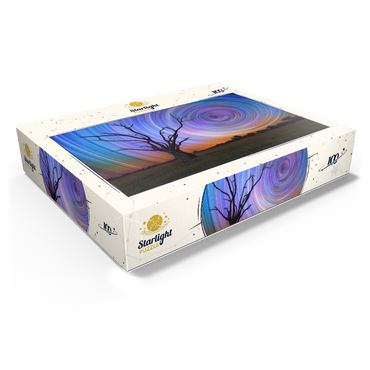 Star Trails Over Lone Tree - Cosmic Night Sky 100 Jigsaw Puzzle box view1