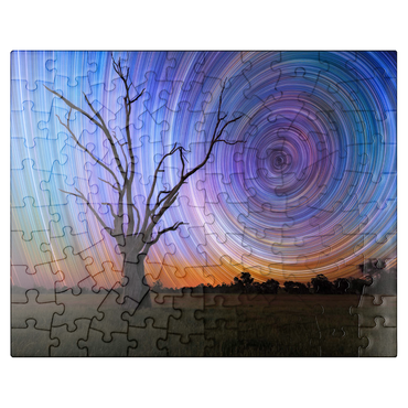 puzzleplate Star Trails Over Lone Tree - Cosmic Night Sky 100 Jigsaw Puzzle