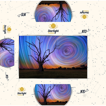 Star Trails Over Lone Tree - Cosmic Night Sky 100 Jigsaw Puzzle box 3D Modell