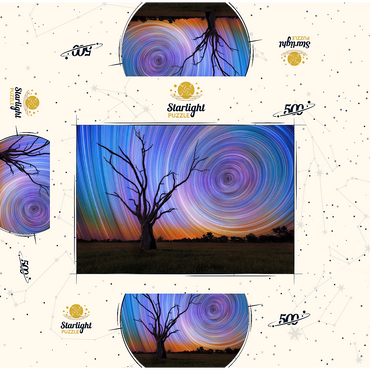 Star Trails Over Lone Tree - Cosmic Night Sky 500 Jigsaw Puzzle box 3D Modell
