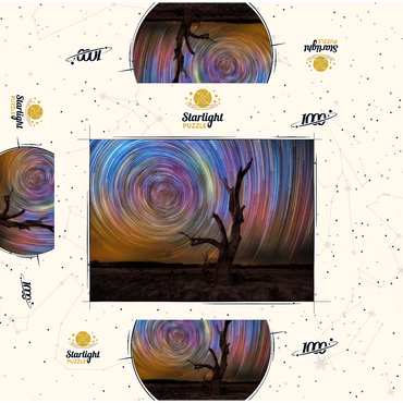 Colorful Star Trails Above Barren Tree - Night Sky Spiral 1000 Jigsaw Puzzle box 3D Modell