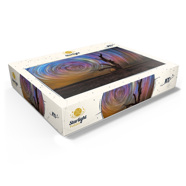 Colorful Star Trails Above Barren Tree - Night Sky Spiral 100 Jigsaw Puzzle box view1