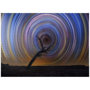 puzzleplate Star Trail Spiral Over Lone Outback Tree 1000 Jigsaw Puzzle