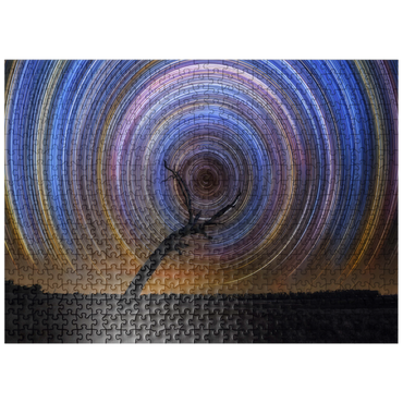 puzzleplate Star Trail Spiral Over Lone Outback Tree 500 Jigsaw Puzzle