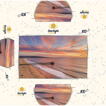Manhattan Beach Pier Sunset Glow California 100 Jigsaw Puzzle box 3D Modell