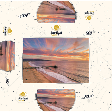 Manhattan Beach Pier Sunset Glow California 500 Jigsaw Puzzle box 3D Modell