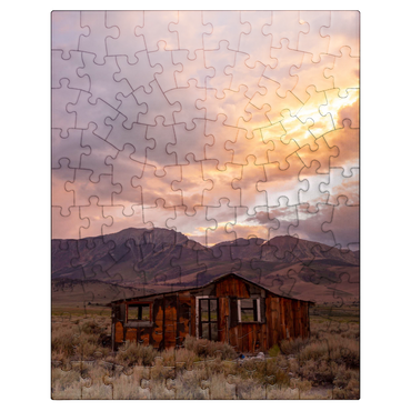 puzzleplate Rustic Cabin Ruin in Eastern Sierra Sunset 100 Jigsaw Puzzle