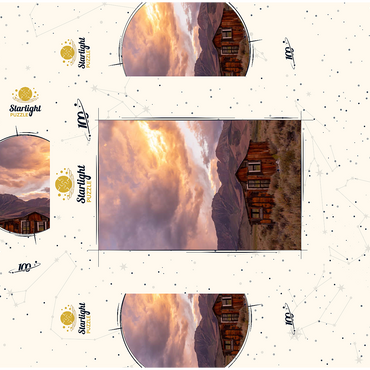 Rustic Cabin Ruin in Eastern Sierra Sunset 100 Jigsaw Puzzle box 3D Modell