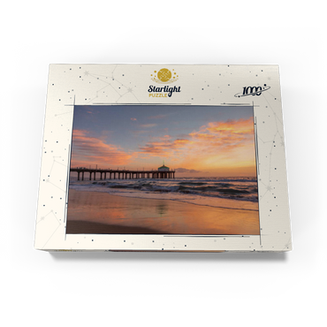 Manhattan Beach Pier at Sunset with Holiday Lights 1000 Jigsaw Puzzle box view3
