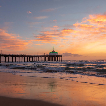 Manhattan Beach Pier at Sunset with Holiday Lights 1000 Jigsaw Puzzle 3D Modell