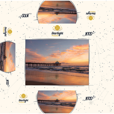 Manhattan Beach Pier at Sunset with Holiday Lights 1000 Jigsaw Puzzle box 3D Modell