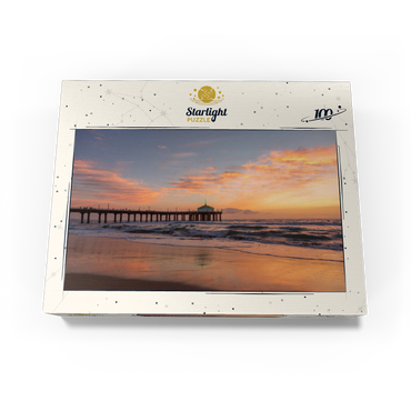 Manhattan Beach Pier at Sunset with Holiday Lights 100 Jigsaw Puzzle box view3