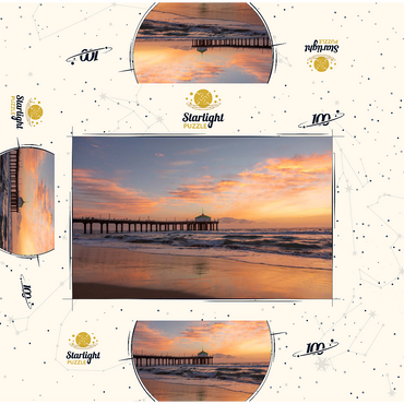 Manhattan Beach Pier at Sunset with Holiday Lights 100 Jigsaw Puzzle box 3D Modell