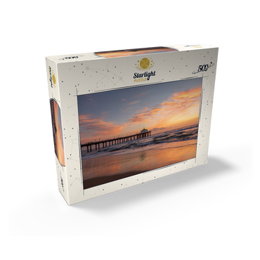 Manhattan Beach Pier at Sunset with Holiday Lights 500 Jigsaw Puzzle box view2