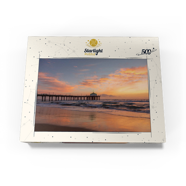 Manhattan Beach Pier at Sunset with Holiday Lights 500 Jigsaw Puzzle box view3