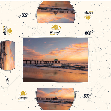 Manhattan Beach Pier at Sunset with Holiday Lights 500 Jigsaw Puzzle box 3D Modell