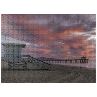 puzzleplate Manhattan Beach Pier with Lifeguard Tower at Sunset 1000 Jigsaw Puzzle