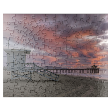 puzzleplate Manhattan Beach Pier with Lifeguard Tower at Sunset 100 Jigsaw Puzzle