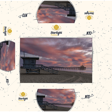 Manhattan Beach Pier with Lifeguard Tower at Sunset 100 Jigsaw Puzzle box 3D Modell