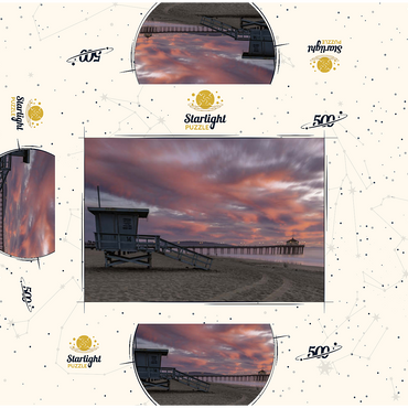 Manhattan Beach Pier with Lifeguard Tower at Sunset 500 Jigsaw Puzzle box 3D Modell