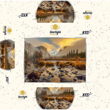 Yosemite Valley at Sunrise with Mist and Reflections 1000 Jigsaw Puzzle box 3D Modell