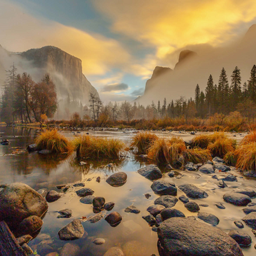 Yosemite Valley at Sunrise with Mist and Reflections 500 Jigsaw Puzzle 3D Modell