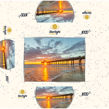 Manhattan Beach Pier Sunset Glow 1000 Jigsaw Puzzle box 3D Modell