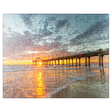 puzzleplate Manhattan Beach Pier Sunset Glow 100 Jigsaw Puzzle